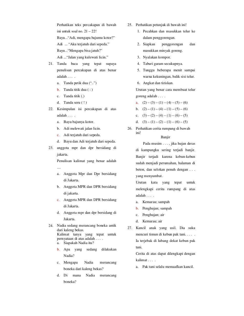 Soal Bahasa Sunda Kelas 4 Semester 1 Dan Kunci Jawaban