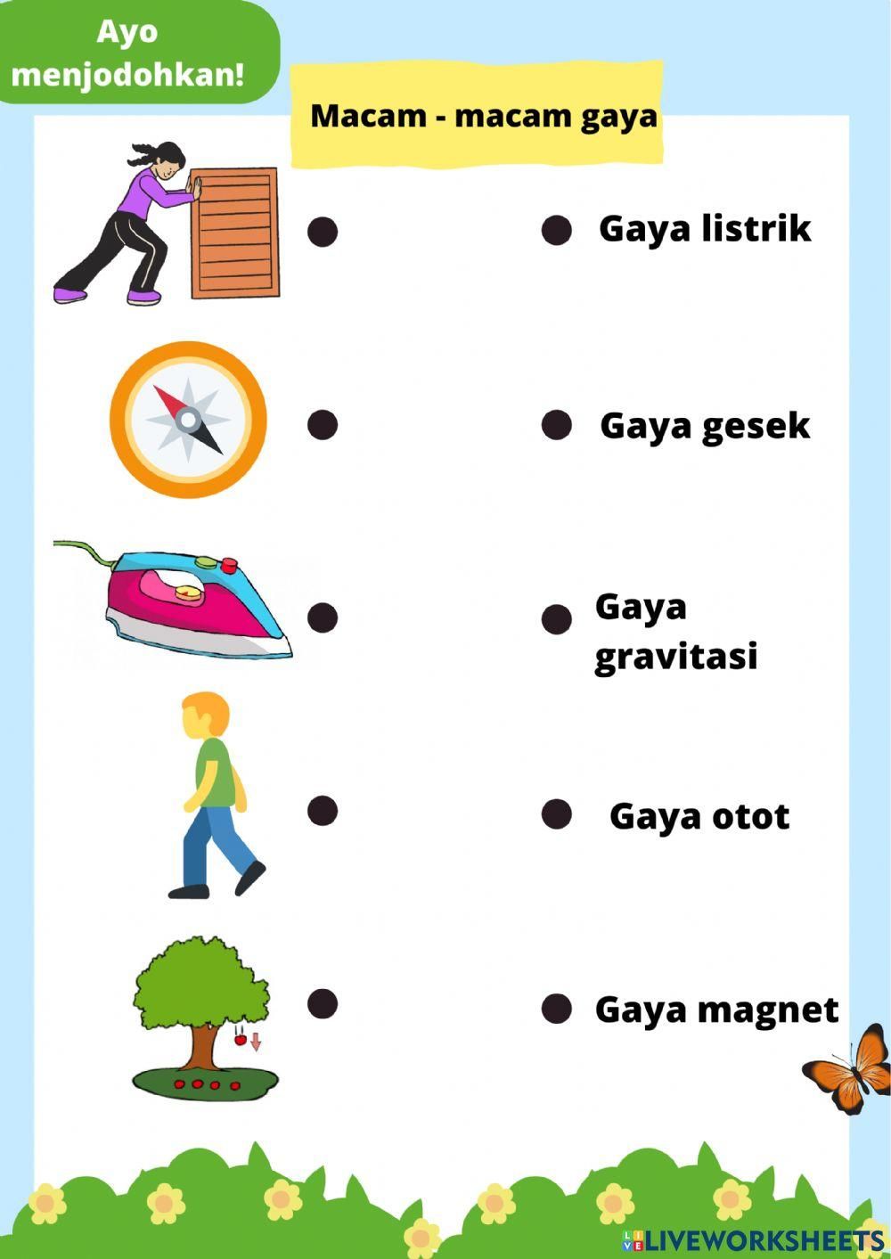 Lkpd Materi Gaya Kelas 4 Tema 7 free online exercise Education math Printable games for kids Ipa