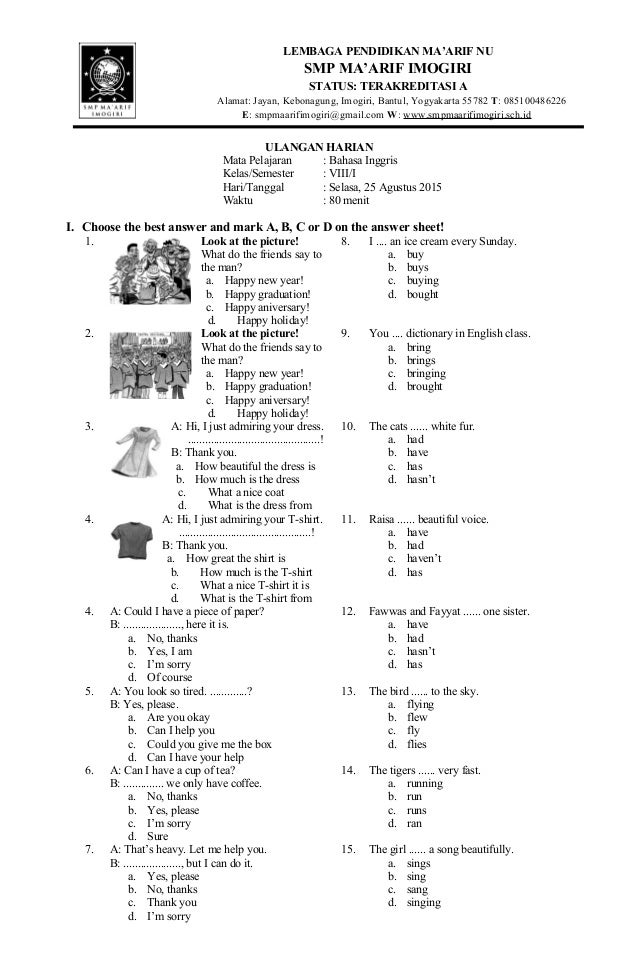 Soal Sbk Kelas 8 Semester 1 - Piffle me