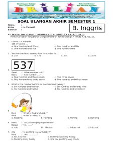 Mengasah Kemampuan Bahasa Inggris Contoh Soal Ulangan Harian Kelas 4