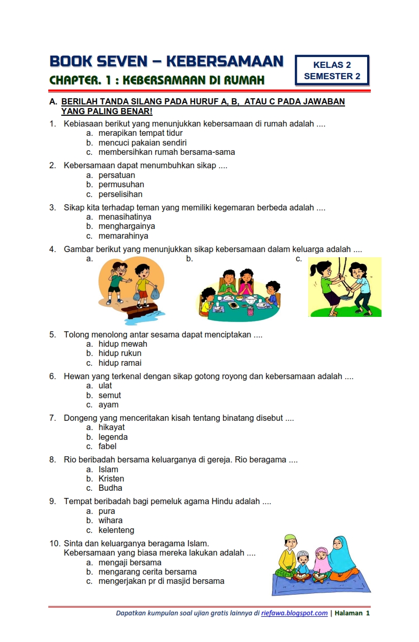 Ayo Asah Kemampuan Latihan Soal Kelas 1 Tema 4 Subtema 4 Aku dan