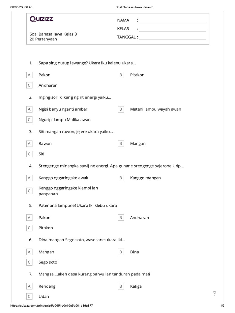 5 Soal Basa Jawa Kelas 3 Semester 1 yang Sering Muncul, Ternyata Ini Polanya