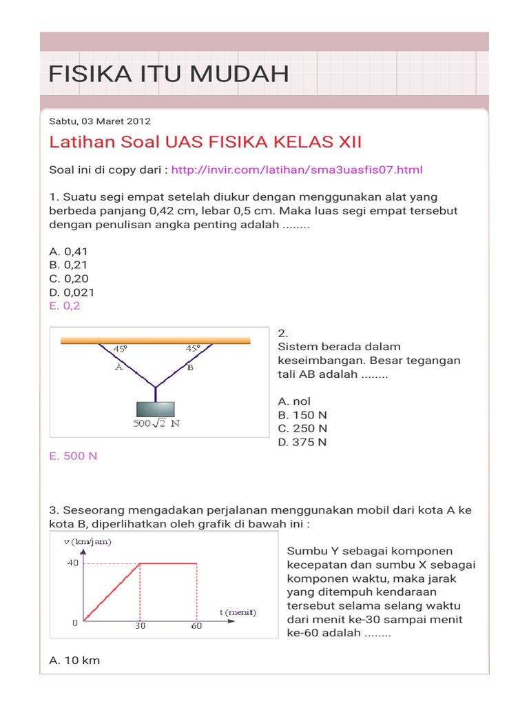 Latihan Soal UAS Fisika Kelas XII PDF