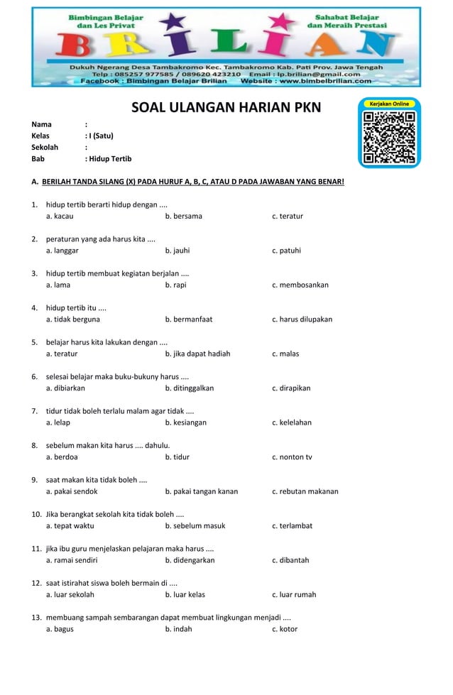 Wajib Tahu! 7 Soal Ulangan PKN Kelas 1 Semester 2 yang Sering Muncul di 2026