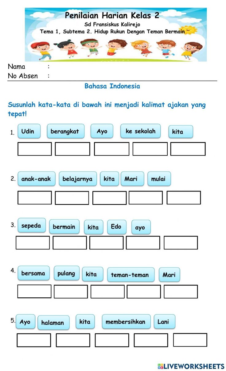Mari Bersemangat Sahabat Cilik Latihan Soal Kalimat Ajakan untuk Mari Bersemangat Sahabat Cilik Latihan Soal Kalimat Ajakan untuk