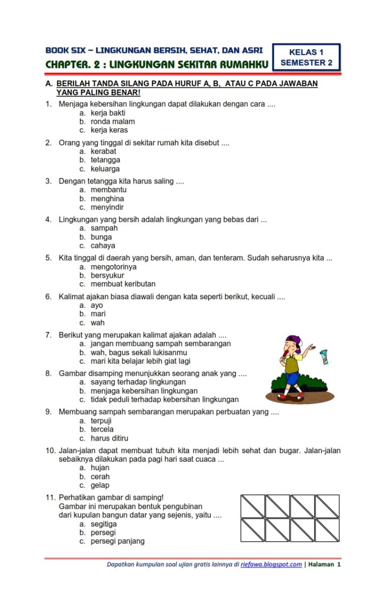 5 Soal Tematik Kelas 1 Semester 2 yang Sering Muncul di Bimbel Brilian