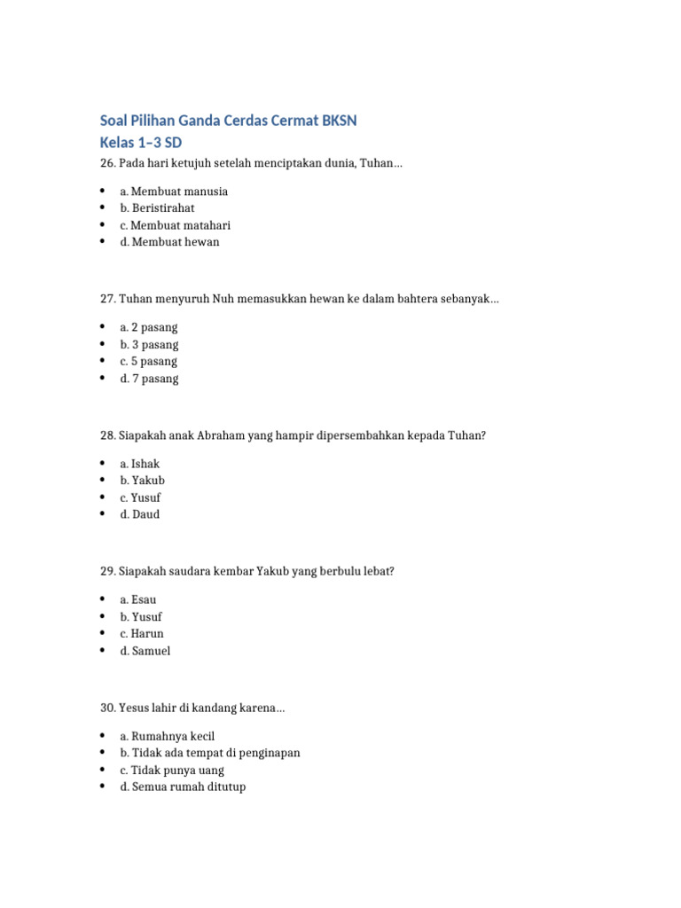 7 Latihan Soal Cerdas Cermat SD Kelas 1 3 Terbaru untuk Juara di 2026