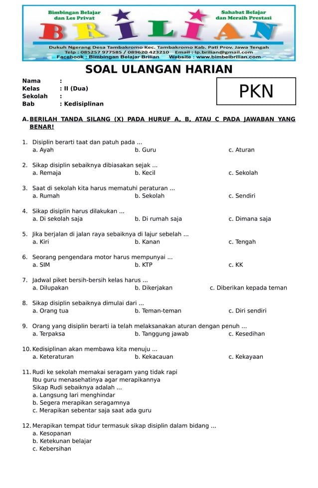 Ternyata Ini Rahasia Nilai Bagus di Semester 2: Download Soal PKN Brillian Kelas 4 Semester 2 yang Wajib Kamu Punya