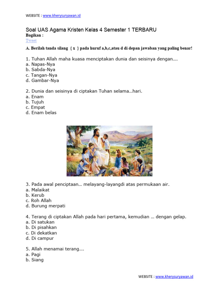 Akhirnya Bisa Downlod Soal Agama Kristen Kelas 4 Semester 1 K13 Gratis, Ini 5 Sumber Resmi yang Wajib Guru Tahu