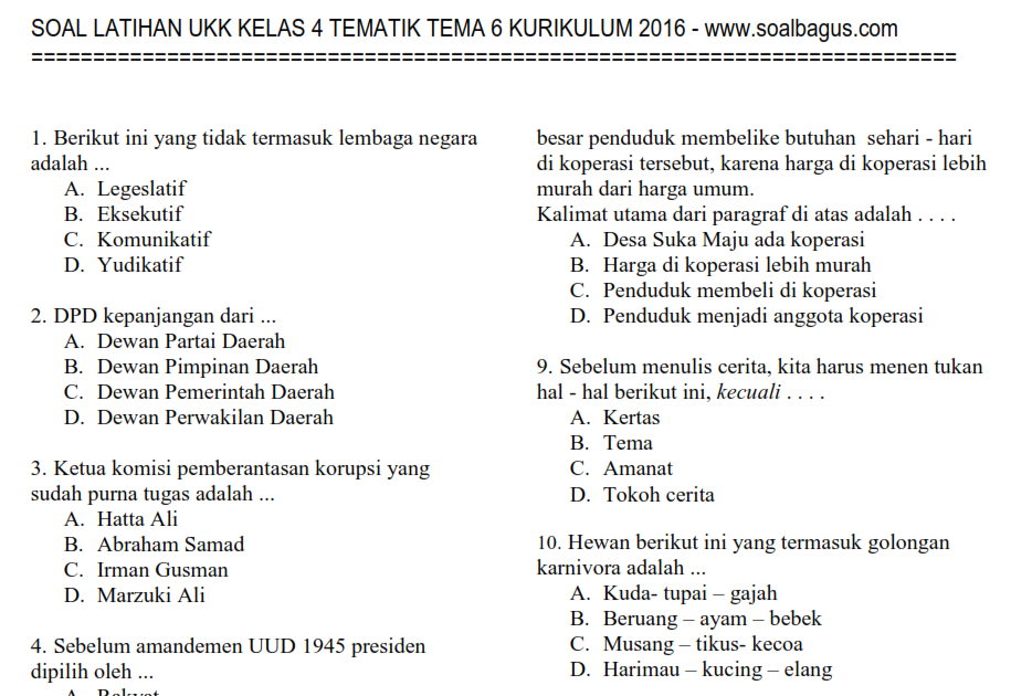 Akhirnya Tersedia! Downloas Soal UKK Kelas 4 Semester 2 Kurikulum 2013 Lengkap dengan Kunci Jawaban untuk Nilai Sempurna Akhirnya Tersedia! Downloas Soal UKK Kelas 4 Semester 2 Kurikulum 2013 Lengkap dengan Kunci Jawaban untuk Nilai Sempurna