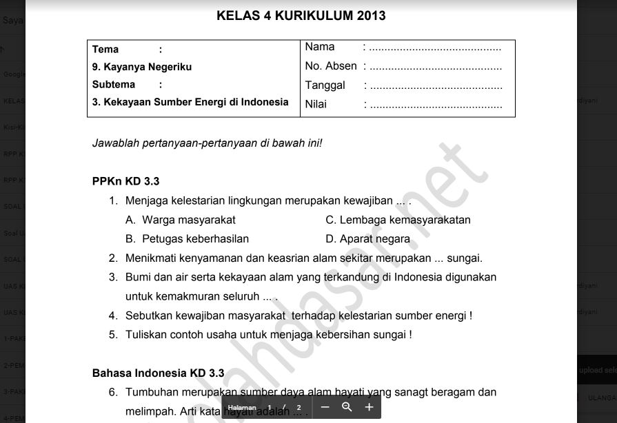 Contoh Soal Sub Tema 1 Kelas 4 Ternyata Semudah Ini, Wajib Coba 5 Trik Jitu Sebelum Ujian