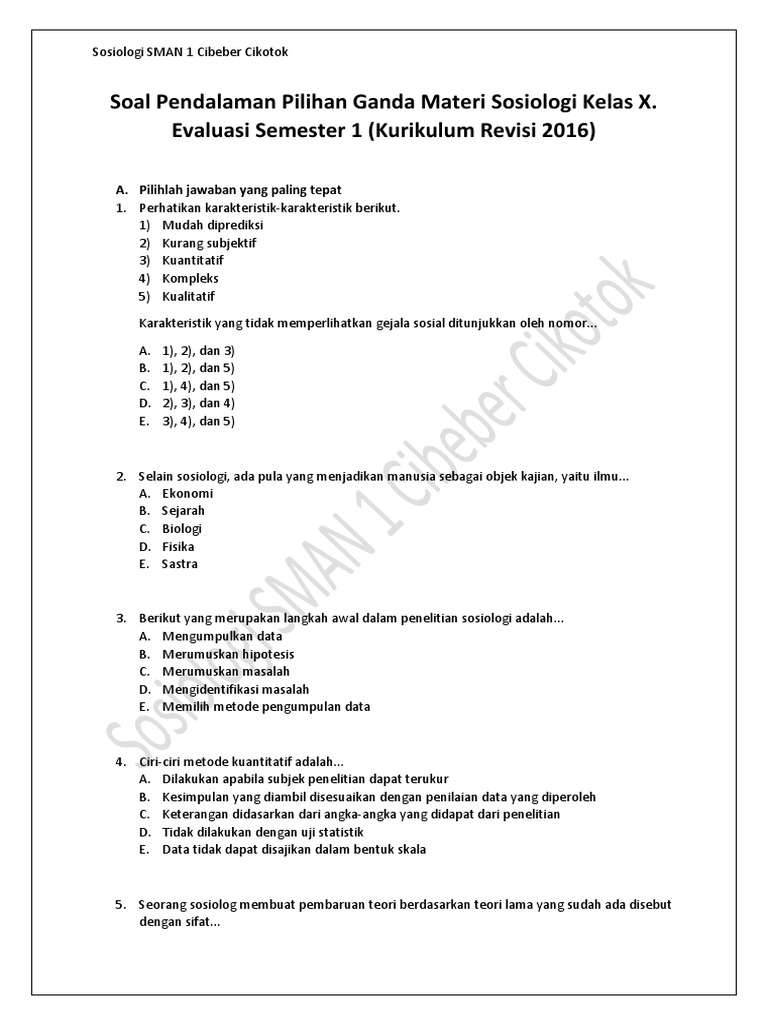 Rahasia Mengerjakan 7 Contoh Soal Sosiologi Kelas 10 Semester 1 dan Jawabannya Rahasia Mengerjakan 7 Contoh Soal Sosiologi Kelas 10 Semester 1 dan Jawabannya