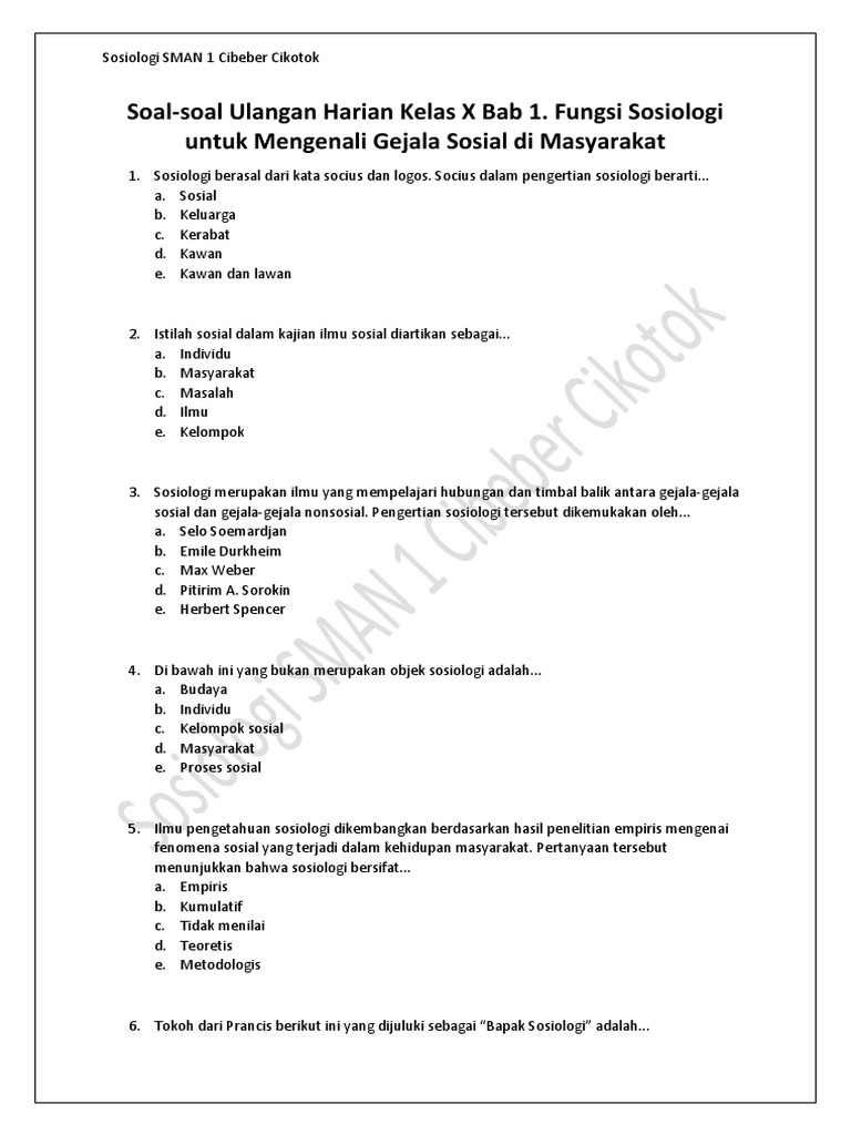 Terbukti! 5 Tips Kuasai Contoh Soal Sosiologi Kelas 10 Semester 1 Bab 1 Sebelum Ujian
