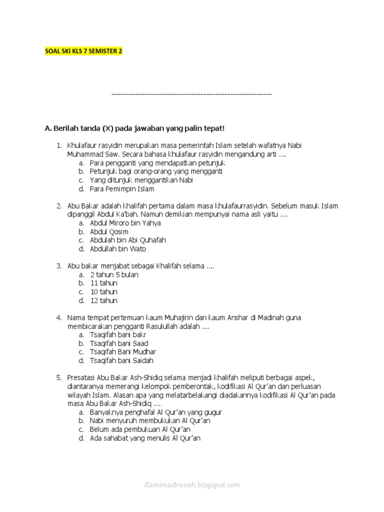Terbukti! 7 Contoh Soal Rangkuman SKI Kelas 7 Semester 2 yang Wajib Kamu Kuasai Sekarang