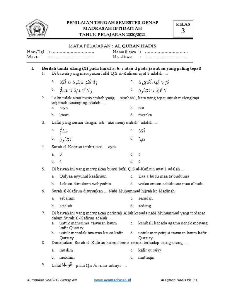 Terbukti! 7 contoh soal qur an hadis kelas 3mi semester 2 yang Bikin Nilai Meningkat Terbukti! 7 contoh soal qur an hadis kelas 3mi semester 2 yang Bikin Nilai Meningkat