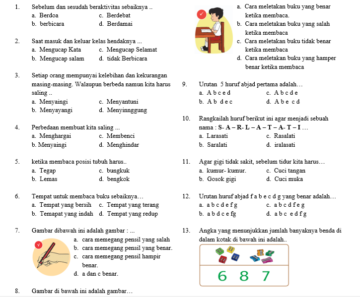 Ternyata 7 Contoh Soal STBS Kelas 1 SD Semester 1 Kurikulum 2013 yang Sering Muncul Ternyata 7 Contoh Soal STBS Kelas 1 SD Semester 1 Kurikulum 2013 yang Sering Muncul