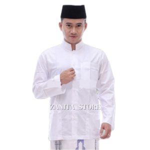 Jual BAJU KOKO PRIA PUTIH POLOS PAKAIAN MUSLIM PRIA LENGAN PANJANG ...
