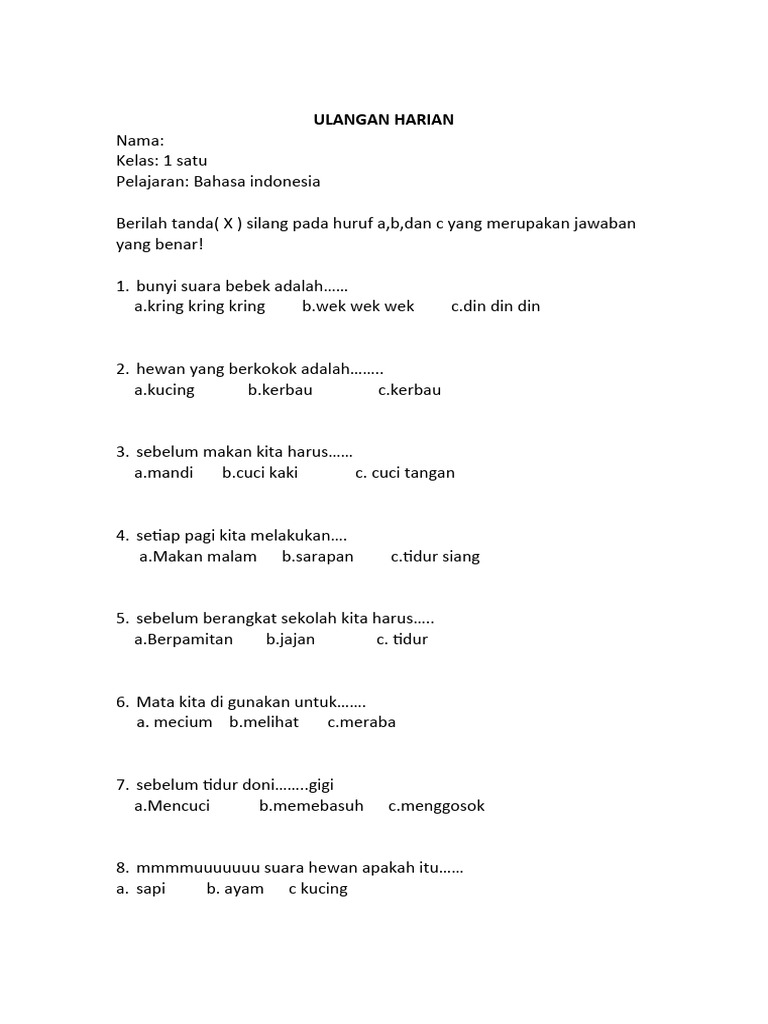 Rahasia Sukses Anak Belajar dengan Lembar Soal Ulangan Harian SD Kelas 1 Terbaru Rahasia Sukses Anak Belajar dengan Lembar Soal Ulangan Harian SD Kelas 1 Terbaru