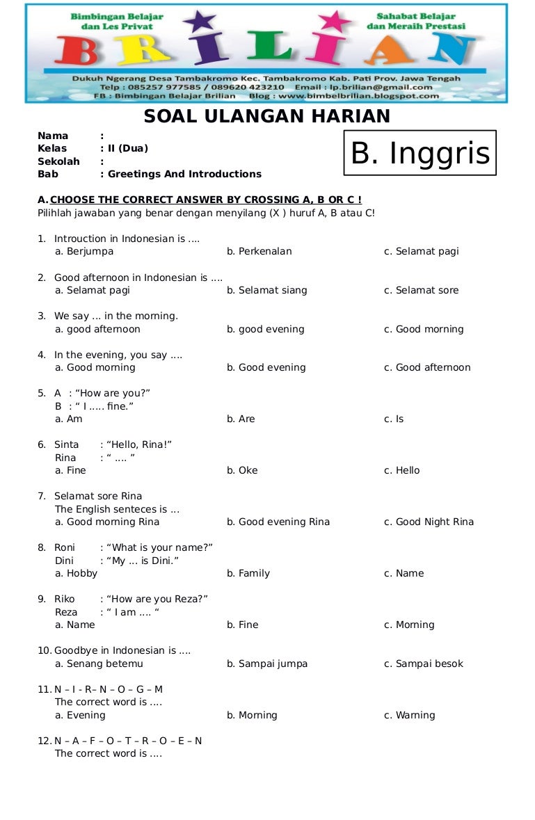 Wajib Tahu! 3 Rahasia Lulus Latihan Soal Semester 1 Bahasa Inggris Kelas 2