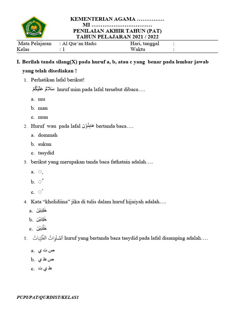 Wajib Tahu Aturan Mapenda Depok Soal Alquran Hadits Kelas 1 Agar Anak Lulus Ujian Wajib Tahu Aturan Mapenda Depok Soal Alquran Hadits Kelas 1 Agar Anak Lulus Ujian